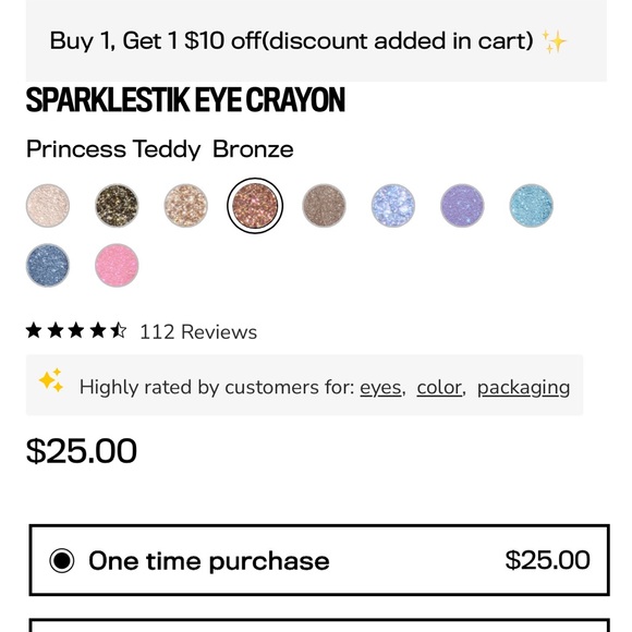 Half magic beauty, sparklestik eye crayon in princess Teddy NIB - Picture 2 of 7